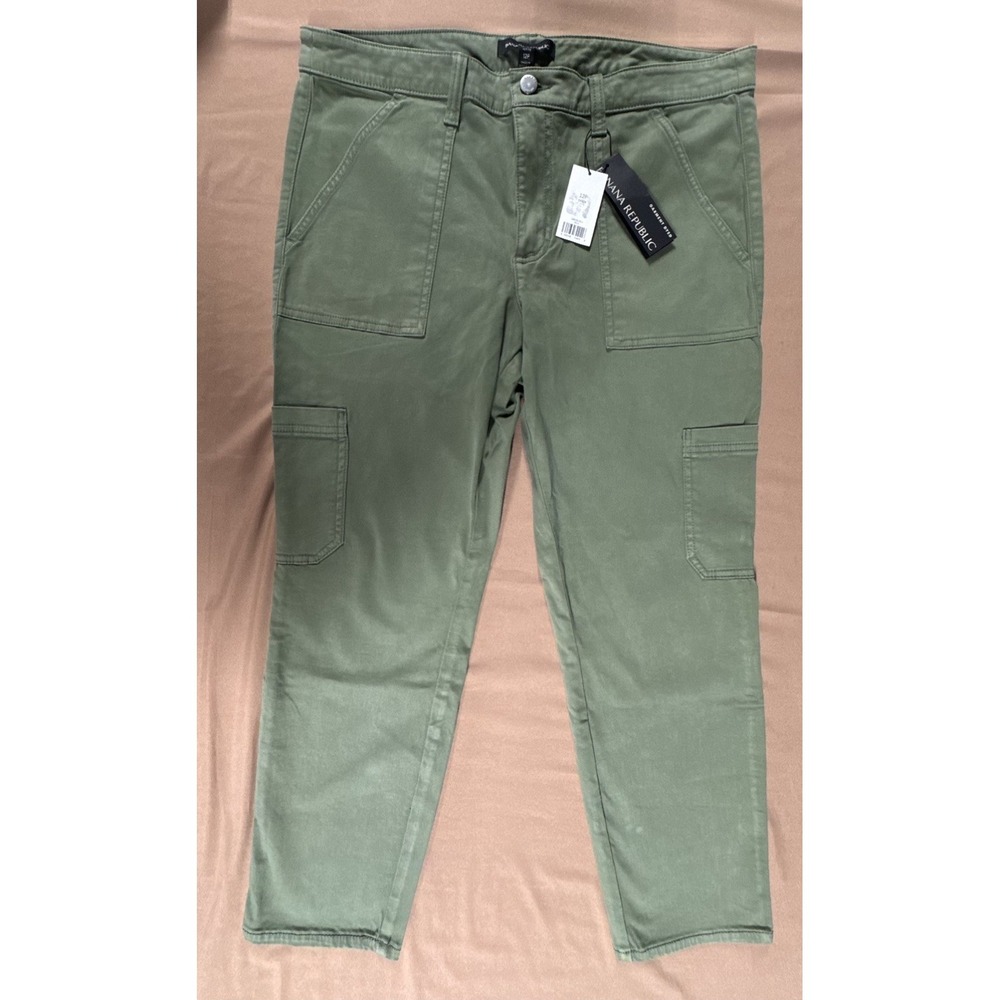Banana Republic Sloan Women's Cargo Stretch Chino Pant Size 12P Ankle Green